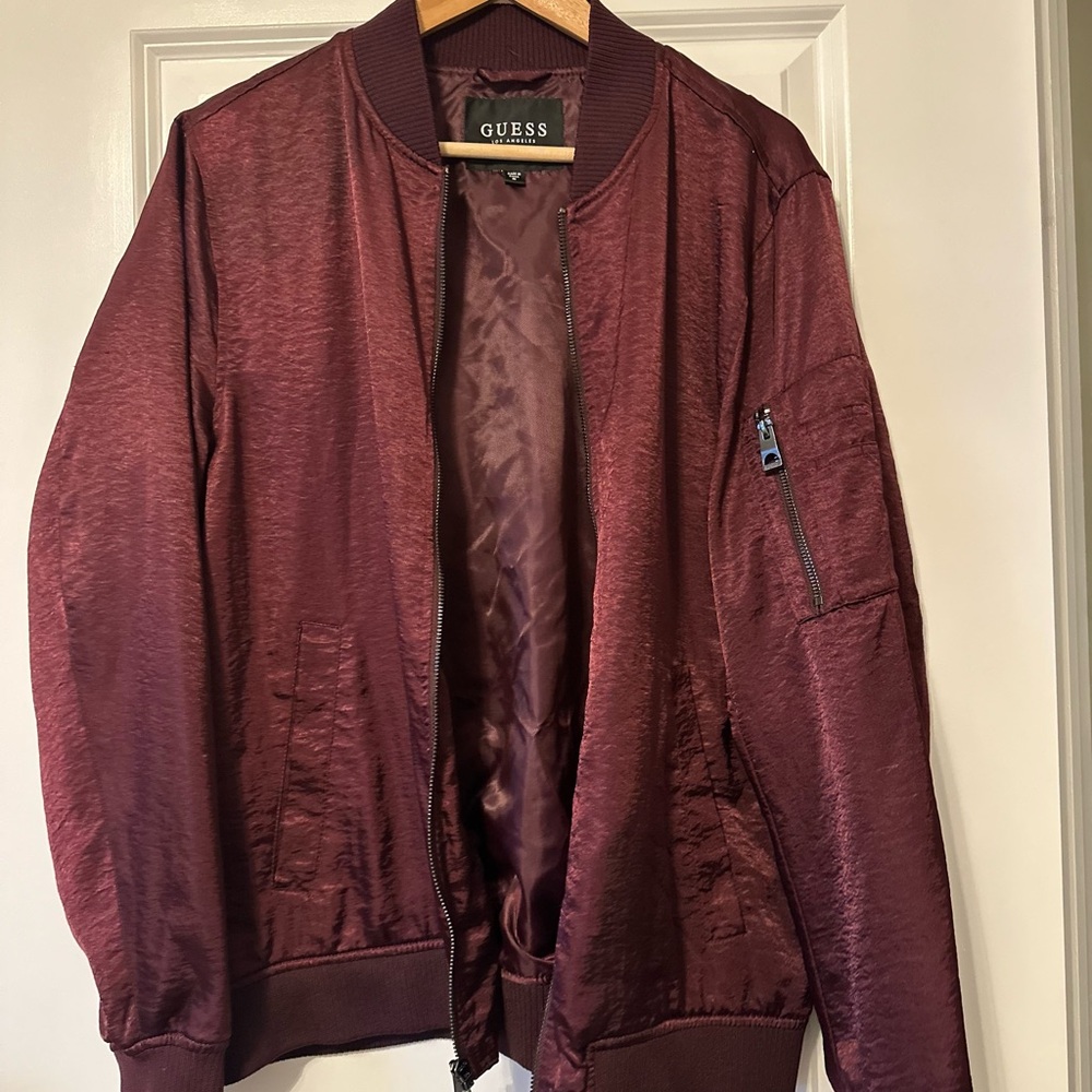 GUESS women’s Burgundy Bomber Jacket
